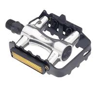 Point 09006000 Pedali per MTB e cross, in alluminio con gabbia in acciaio, 2 pezzi, colore: Argento/Nero
