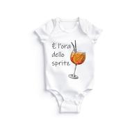 POINT. Body neonato divertente “È l’ora dello spritz”, Idea regalo, cotone 100%, regalo simpatico, 0-18 mesi