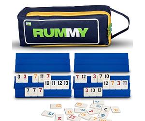Point Games Gioco di Ramino Classico A Grandezza Naturale con Rastrelliere E Piastrelle Pieghevoli A 3 Livelli - Borsa da Viaggio in Tela Super Resistente - Ideale per L'apprendimento dei Bambini