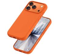 POINT&GO Custodia con logo per iPhone in silicone colorato tecnologia SoftArmor, ultra resistente, antiscivolo (arancione, iPhone 17 Pro)
