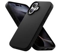 POINT&GO Custodia con logo per iPhone in silicone colorato tecnologia SoftArmor, ultra resistente, antiscivolo (nero, iPhone 17)