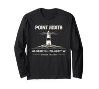 Point Judith Lighthouse Rhode Island Coordinate Design Maglia a Manica