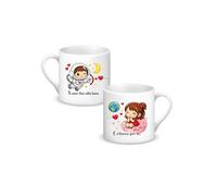 POINT. Set di 2 Tazzine da Caffè, simpatiche, vari modelli, per lui, per lei, amore, Idee Regali Originali Matrimonio, coppia di sposi, fidanzamento, Anniversario, San Valentino (TI AMO)