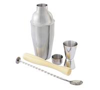 Point-Virgule - Set cocktail con shaker per cocktail, bar spoon, jigger e pestello per cocktail, set di 4 shaker per cocktail in acciaio inox