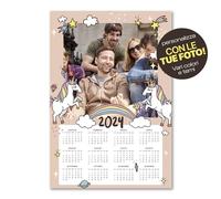 Point20.it - Calendario 2024 fotografico da parete personalizzato con foto 33x48 cm. - Ideali per famiglie, amici e regalo Natale, temi vari unicorni, animali foto fidanzati 12 mesi (Unicorni 2)