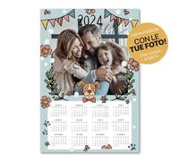 Point20.it - Calendario 2024 fotografico da parete personalizzato con foto 33x48 cm. - Ideali per famiglie, amici e regalo Natale, temi vari unicorni, animali foto fidanzati 12 mesi (Cagnolino)