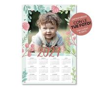 Point20.it - Calendario 2024 fotografico da parete personalizzato con foto 33x48 cm. - Ideali per famiglie, amici e regalo Natale, temi vari unicorni, animali foto fidanzati 12 mesi (Floral)