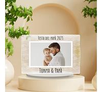 Point20.it - DadPlex cornice personalizzata con foto, scritta, nome, dedica per il miglior papà del mondo dai suoi figli in plexiglass trasparente con base inclusa - Targa idea regalo personalizzato