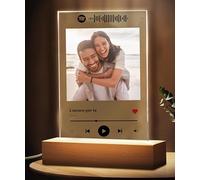 Point20.it MusicPlex con Codice Spotify - Targa musicale personalizzata con foto nomi e canzoni - stampa UV su Plexiglass trasparente - regalo per San Valentino e anniversario (15 x 20 cm con base)