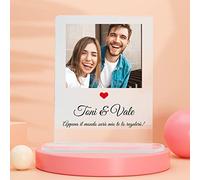 Point20.it - PhotoPlex targa con base inclusa personalizzata con foto e dedica idea regalo nome fidanzati frase romantica compleanno coppia san valentino per lui e lei festa mamma papà natale regalo
