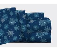 Pointehaven Flanella Tasca Profonda Lenzuolo Set con Fiocchi di Neve Grande Piatto, per Letto King, Navy