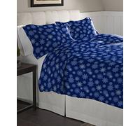 Pointehaven Flannel Oversized Duvet Set Copripiumino Oversize in Flanella, Fiocchi di Neve Navy, King