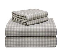 Pointehaven Set di lenzuola di lusso in 100% flanella di cotone stampato da 180 g/m², per letto matrimoniale, motivo scozzese, caldo e accogliente, prelavato, tasche profonde, elastico tutto intorno,