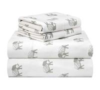 pointehaven Set di lenzuola di lusso in flanella 100% cotone stampato, 180 g/m², per letto matrimoniale, elefante, caldo e accogliente, pre-ristretto, tasche profonde, elastico tutto intorno, comodo,