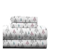 pointehaven Set di lenzuola in flanella di cotone da 180 g/m² - Re, albero di pino