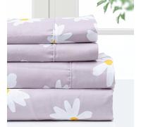pointehaven Set di lenzuola per letto singolo, 3 pezzi, 100% microfibra di poliestere, super morbido, facile da pulire, traspirante, tasche profonde, extra morbido (margherita)