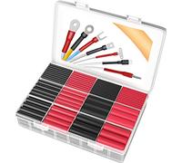 Pointool kit guaina termorestringente, guaine termorestringenti,rapporto 3:1, rivestimento adesivo,6 dimensioni,rosso e nero,280 pezzi