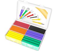 Pointool kit guaina termorestringente, guaine termorestringenti,rapporto 3:1, rivestimento adesivo,6 dimensioni,6 colori,140 pezzi