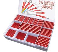 Pointool kit guaina termorestringente, rapporto 2:1, 14 misure, assortimento di guaine termorestringenti per riparazioni di fili, saldatura, cablaggio automobilistico, rosso, 450 PZ