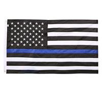 Pointview bandiere Thin Blue Line American Flag - 3 x 5 ft - cucite/ricamato - Made in the USA