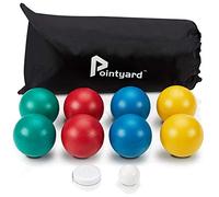 Pointyard Set di bocce con accendino da 84 mm, con 8 bocce in PE, 1 pallino, borsa per il trasporto e nastro di misurazione, giochi all'aperto in famiglia per cortile/prato/spiaggia (rosso, blu, verde