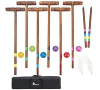 Pointyard Set per croquet da 81 cm, set per croquet a sei giocatori, regolamento [vintage Archaize] con mazzuole in legno, palla colorata, wicket, paletti, per adulti, adolescenti, famiglia, perfetto