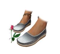 POIOZXD Mocassini da donna comodi e morbidi, mocassini ortopedici da donna in pelle traspirante carino Penny mocassini slip on ballerina, grigio, 38 EU