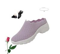 POIOZXD Mule ortopediche da donna con cuscino elasticizzato ortopedico zoccoli per le donne in maglia a maglia piattaforma chiusa punta rotonda comodi zoccoli traspiranti scarpe da ginnastica, rosa