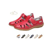 POIOZXD Sandali estivi da pescatore da donna retrò in vera pelle sandali da pescatore per le donne Comfort suola morbida cinturino alla caviglia Hollow Boho gladiatore scarpe da spiaggia, Rosso, 40 EU