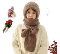 POIOZXD Sciarpa invernale versatile con cappuccio da donna, protezione per le orecchie integrata, antivento, 2 in 1 con cappuccio cicatrice f berretto antivento, Caff, Taglia unica