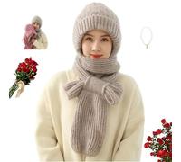 POIOZXD Sciarpa invernale versatile con cappuccio da donna, protezione per le orecchie integrata, antivento, 2 in 1 con cappuccio cicatrice f berretto antivento, cachi, Etichettalia unica