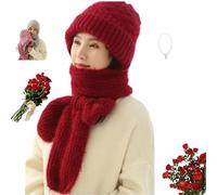 POIOZXD Sciarpa invernale versatile con cappuccio da donna, protezione per le orecchie integrata, antivento, 2 in 1 con cappuccio cicatrice f berretto antivento, Rosso, Taglia unica