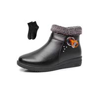 POIOZXD Stivaletti invernali da donna, caldi, impermeabili, comodi, foderati in pelliccia, per attività all'aperto, da passeggio, per anziani, in cotone, Nero , 36 EU