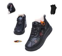 POIOZXD Stivaletti invernali da donna, comodi, leggeri, comodi, in cotone, con motivo floreale, impermeabili, caldi, antiscivolo, in cotone, per anziani, Nero , 43 EU