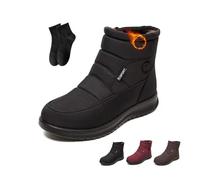 POIOZXD Stivaletti invernali da donna, impermeabili, antiscivolo, caldi, alla caviglia, foderati in pelliccia calda, impermeabili, antiscivolo, per attività all'aperto, comodi, in cotone, Nero , 39.5