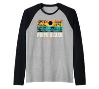 Poipu Beach Hawaii Design retrò Poipu Beach Kauai Hi Maglia con Maniche Raglan