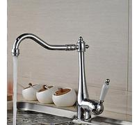 POIQIHY Rubinetto da cucina dorato con manico in ceramica rubinetto miscelatore da bagno cucina rubinetto miscelatore da cucina montato sul ponte rubinetto di rotazione freddo caldo gru cromato