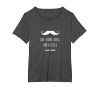 Poirot Use Your Little Grey Cells Maglietta, Donna Plus-Size, Grigio Scuro, 1X