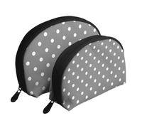 Pois bianchi grigi, Borsa per trucco a conchiglia Portamonete da donna Borsa da toilette piccola Borsa per cosmetici 2 pezzi