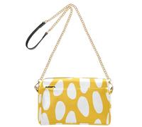 Pois bianchi su sfondo giallo moda piccola borsa a tracolla donna in pelle vegana borse per tutti i giorni con zip borsa a tracolla