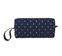Pois dorati blu navy eleganti moderni, Borsa per il trucco Borsa per cosmetici Borsa da toilette da viaggio portatile Borsa per trucco Organizer