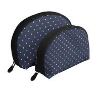 Pois dorati blu navy eleganti moderni, Borsa per trucco a conchiglia Portamonete da donna Borsa da toilette piccola Borsa per cosmetici 2 pezzi