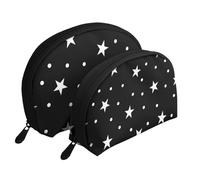 Pois E Stella In Bianco E Nero, Borsa per trucco a conchiglia Portamonete da donna Borsa da toilette piccola Borsa per cosmetici 2 pezzi