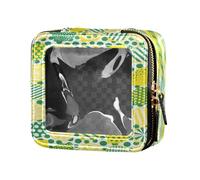 Pois giallo verde limone chiaro piccolo trucco borsa da toilette con cerniera per viaggiare