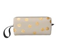 Pois glitter beige e oro, Borsa per il trucco Borsa per cosmetici Borsa da toilette da viaggio portatile Borsa per trucco Organizer