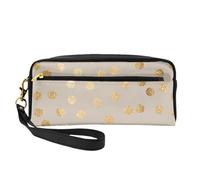 Pois glitter beige e oro, Borsa per il trucco Borsa per cosmetici Borsa da viaggio portatile da toilette Astuccio in pelle per donne e ragazze