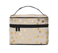Pois glitter beige e oro, Borsa per il trucco Borsa per cosmetici Borsa da viaggio portatile da viaggio Astuccio per matite