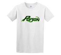 Poison Old School Rock Band Logo Casual Round Neck T Shirt White 3XL