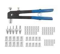 POIU Kit di 86 rivetti per dadi e rivetti, pistola rivettatrice, set di rivettatrici a mano resistenti con dado e mandrino filettati M3/M4/M5/M6/M8, per mobili, auto, fai da te
