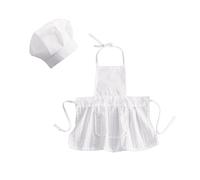 POIUIYQA 2 pezzi, costume da cucina per bambini, cappello da cucina e grembiule, per bambini da 6 a 24 mesi, ideale come accessorio di scena per la fotografia per neonati e bambini